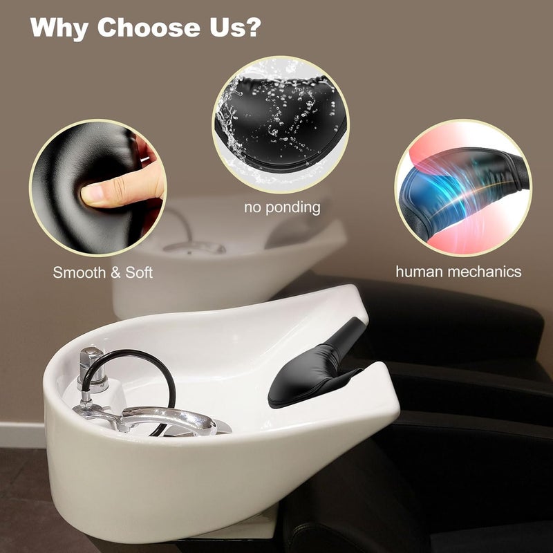 Aiseely Shampoo Bowl Neck Rest - 2 Suction Cups Included Salon Shampoo Neck Rest Cushion, Silicone Neck Cushion for Home Wash Basin & Professional Salon Hair Washing Tray - Image 4